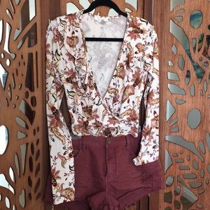 Paisley long sleeve body suit